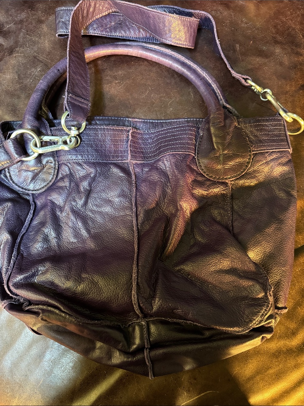 Liebeskind Deep Plum Leather Hobo/Crossbody Bag
